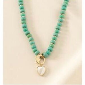 Stella & Dot Modern Bohemian Beaded Necklace with Heart Charm